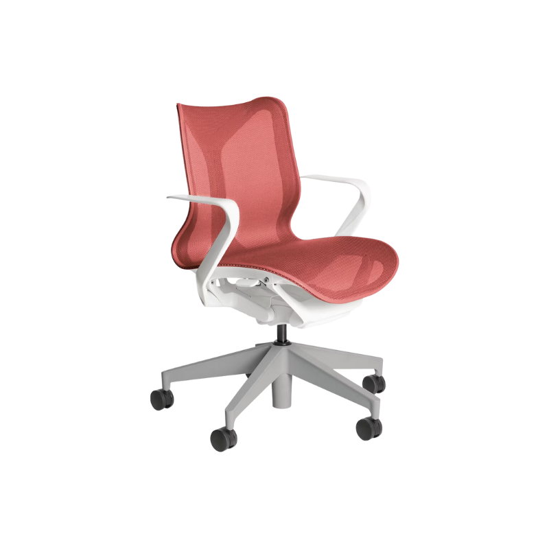 The Cosm office chair. The revolutionary seat combines auto-harmonic tilt, intercept suspension, and a flexible frame to provide support and comfort the moment you sit, like it was made for you. This adjustable office chair comes in three sizes and arm styles, so you can find your perfect fit.