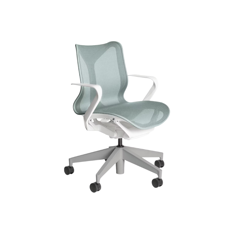 The Cosm office chair. The revolutionary seat combines auto-harmonic tilt, intercept suspension, and a flexible frame to provide support and comfort the moment you sit, like it was made for you. This adjustable office chair comes in three sizes and arm styles, so you can find your perfect fit.