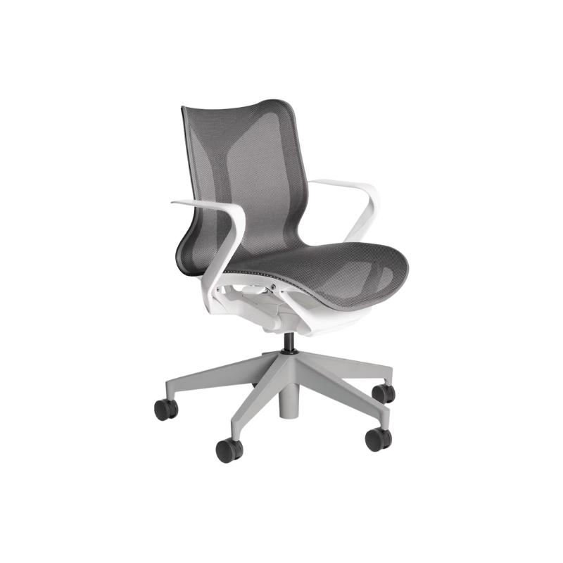 The Cosm office chair. The revolutionary seat combines auto-harmonic tilt, intercept suspension, and a flexible frame to provide support and comfort the moment you sit, like it was made for you. This adjustable office chair comes in three sizes and arm styles, so you can find your perfect fit.