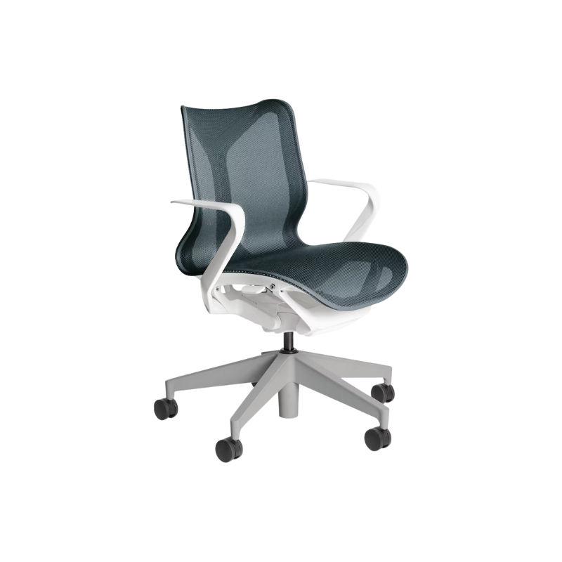 The Cosm office chair. The revolutionary seat combines auto-harmonic tilt, intercept suspension, and a flexible frame to provide support and comfort the moment you sit, like it was made for you. This adjustable office chair comes in three sizes and arm styles, so you can find your perfect fit.