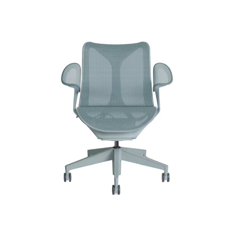 The Cosm office chair. The revolutionary seat combines auto-harmonic tilt, intercept suspension, and a flexible frame to provide support and comfort the moment you sit, like it was made for you. This adjustable office chair comes in three sizes and arm styles, so you can find your perfect fit.