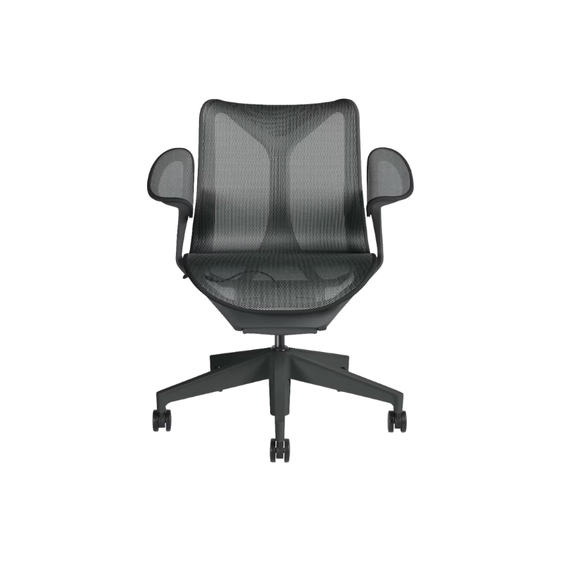 The Cosm office chair. The revolutionary seat combines auto-harmonic tilt, intercept suspension, and a flexible frame to provide support and comfort the moment you sit, like it was made for you. This adjustable office chair comes in three sizes and arm styles, so you can find your perfect fit.