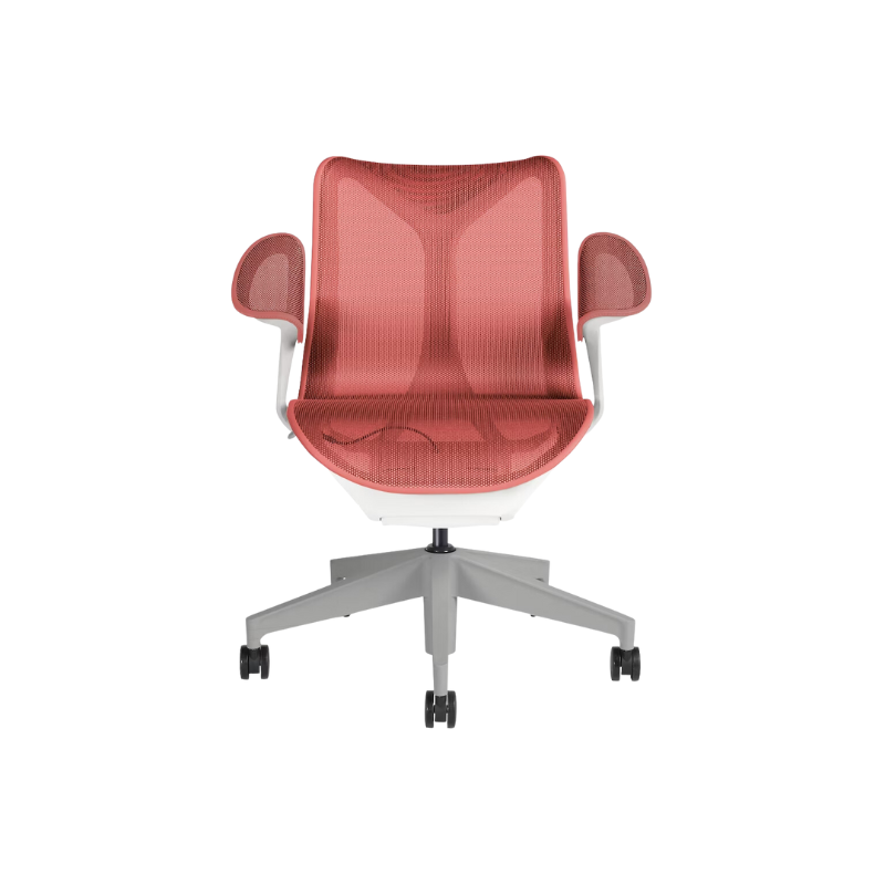 The Cosm office chair. The revolutionary seat combines auto-harmonic tilt, intercept suspension, and a flexible frame to provide support and comfort the moment you sit, like it was made for you. This adjustable office chair comes in three sizes and arm styles, so you can find your perfect fit.