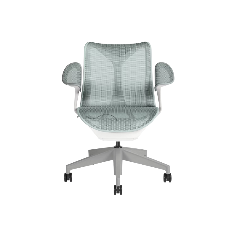 The Cosm office chair. The revolutionary seat combines auto-harmonic tilt, intercept suspension, and a flexible frame to provide support and comfort the moment you sit, like it was made for you. This adjustable office chair comes in three sizes and arm styles, so you can find your perfect fit.
