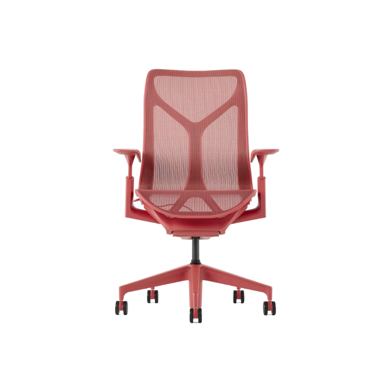 The Cosm office chair. The revolutionary seat combines auto-harmonic tilt, intercept suspension, and a flexible frame to provide support and comfort the moment you sit, like it was made for you. This adjustable office chair comes in three sizes and arm styles, so you can find your perfect fit.