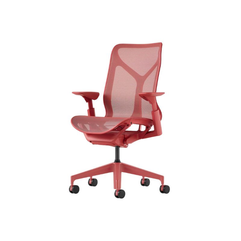 The Cosm office chair. The revolutionary seat combines auto-harmonic tilt, intercept suspension, and a flexible frame to provide support and comfort the moment you sit, like it was made for you. This adjustable office chair comes in three sizes and arm styles, so you can find your perfect fit.