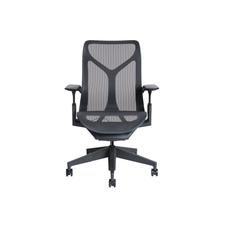 The Cosm office chair. The revolutionary seat combines auto-harmonic tilt, intercept suspension, and a flexible frame to provide support and comfort the moment you sit, like it was made for you. This adjustable office chair comes in three sizes and arm styles, so you can find your perfect fit.