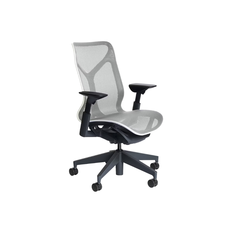 The Cosm office chair. The revolutionary seat combines auto-harmonic tilt, intercept suspension, and a flexible frame to provide support and comfort the moment you sit, like it was made for you. This adjustable office chair comes in three sizes and arm styles, so you can find your perfect fit.