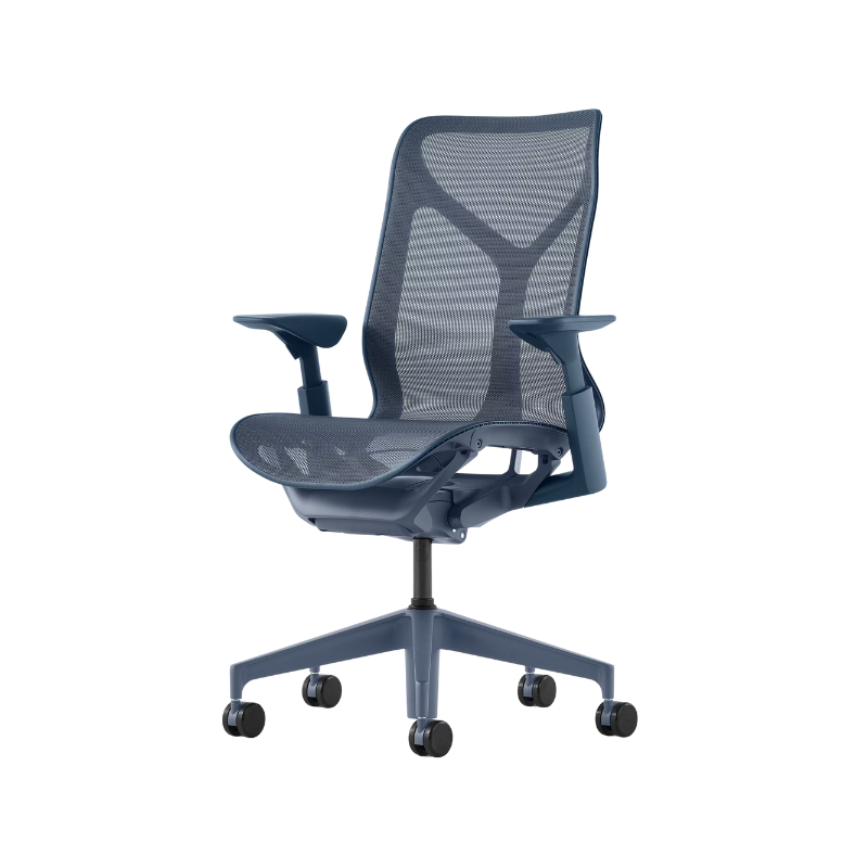 The Cosm office chair. The revolutionary seat combines auto-harmonic tilt, intercept suspension, and a flexible frame to provide support and comfort the moment you sit, like it was made for you. This adjustable office chair comes in three sizes and arm styles, so you can find your perfect fit.