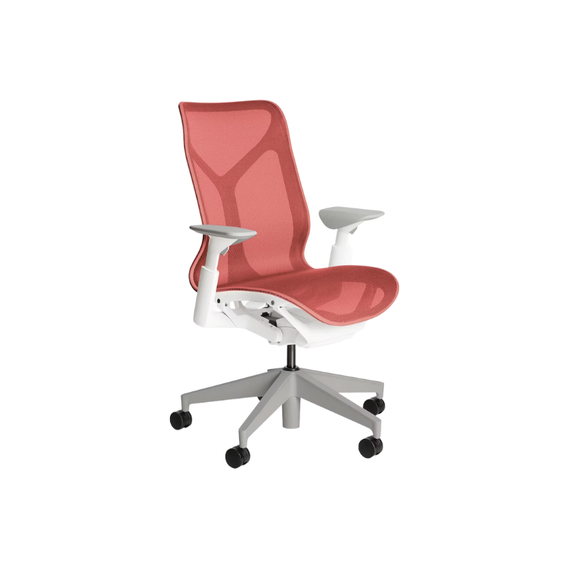 The Cosm office chair. The revolutionary seat combines auto-harmonic tilt, intercept suspension, and a flexible frame to provide support and comfort the moment you sit, like it was made for you. This adjustable office chair comes in three sizes and arm styles, so you can find your perfect fit.