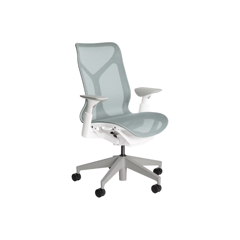The Cosm office chair. The revolutionary seat combines auto-harmonic tilt, intercept suspension, and a flexible frame to provide support and comfort the moment you sit, like it was made for you. This adjustable office chair comes in three sizes and arm styles, so you can find your perfect fit.