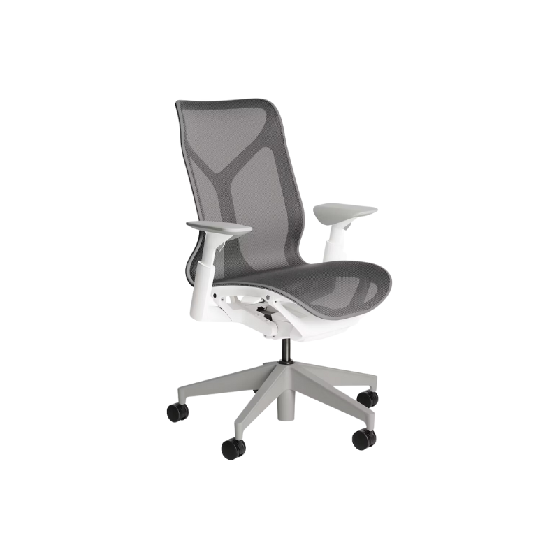 The Cosm office chair. The revolutionary seat combines auto-harmonic tilt, intercept suspension, and a flexible frame to provide support and comfort the moment you sit, like it was made for you. This adjustable office chair comes in three sizes and arm styles, so you can find your perfect fit.