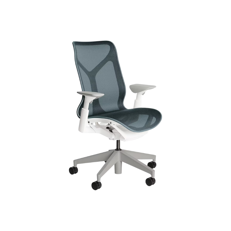 The Cosm office chair. The revolutionary seat combines auto-harmonic tilt, intercept suspension, and a flexible frame to provide support and comfort the moment you sit, like it was made for you. This adjustable office chair comes in three sizes and arm styles, so you can find your perfect fit.