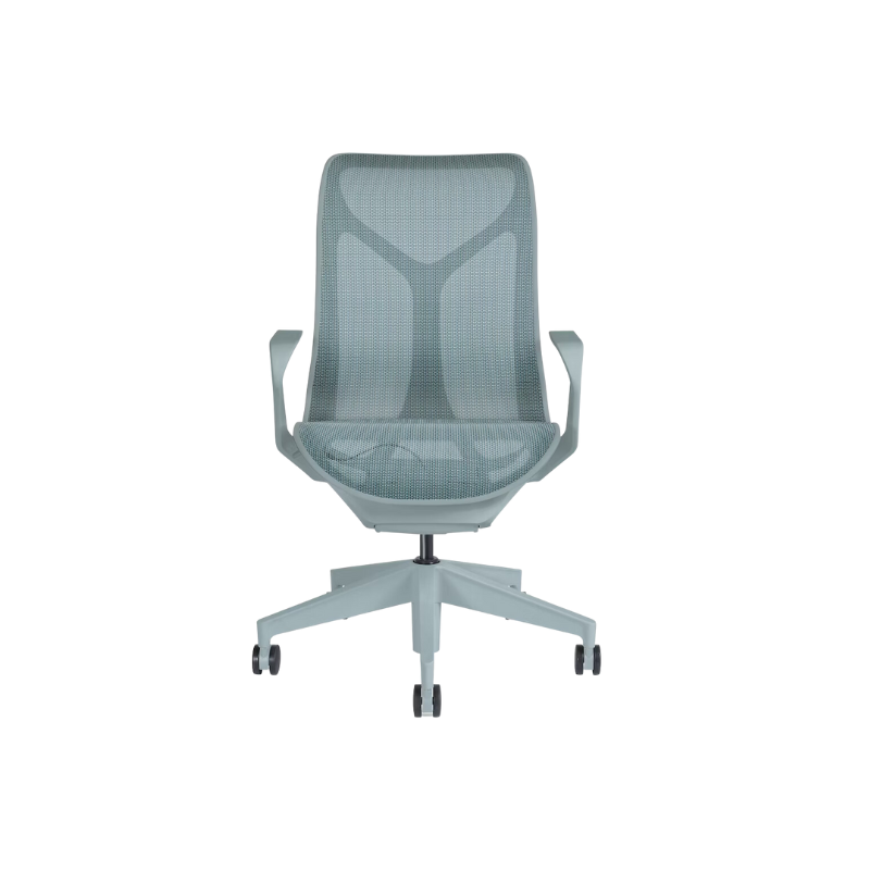 The Cosm office chair. The revolutionary seat combines auto-harmonic tilt, intercept suspension, and a flexible frame to provide support and comfort the moment you sit, like it was made for you. This adjustable office chair comes in three sizes and arm styles, so you can find your perfect fit.