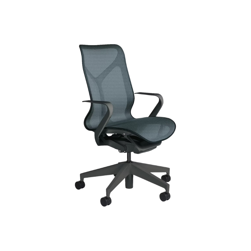 The Cosm office chair. The revolutionary seat combines auto-harmonic tilt, intercept suspension, and a flexible frame to provide support and comfort the moment you sit, like it was made for you. This adjustable office chair comes in three sizes and arm styles, so you can find your perfect fit.