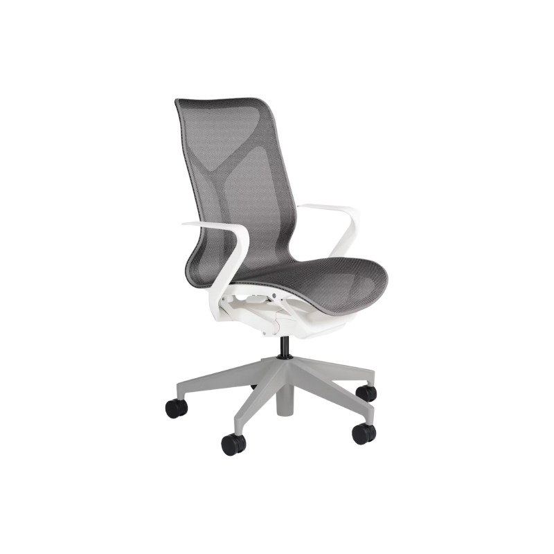 The Cosm office chair. The revolutionary seat combines auto-harmonic tilt, intercept suspension, and a flexible frame to provide support and comfort the moment you sit, like it was made for you. This adjustable office chair comes in three sizes and arm styles, so you can find your perfect fit.