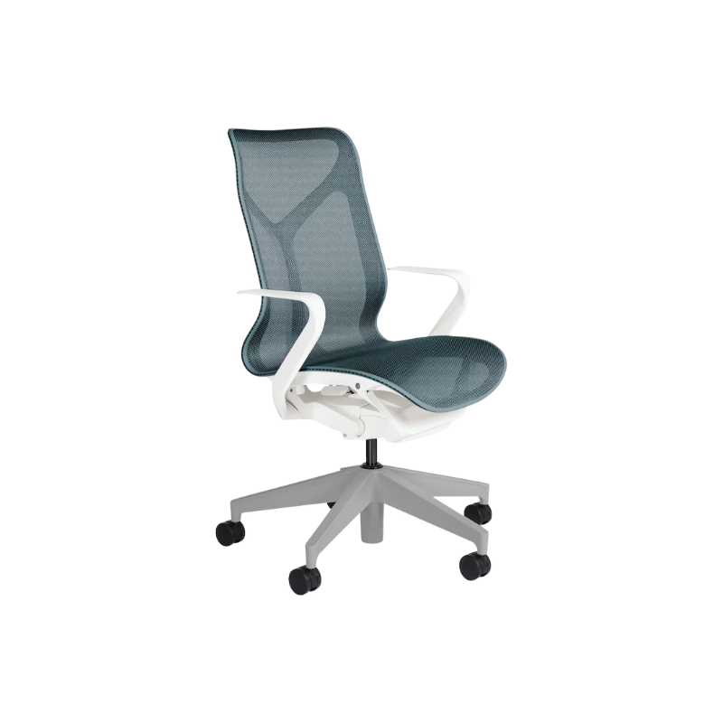The Cosm office chair. The revolutionary seat combines auto-harmonic tilt, intercept suspension, and a flexible frame to provide support and comfort the moment you sit, like it was made for you. This adjustable office chair comes in three sizes and arm styles, so you can find your perfect fit.