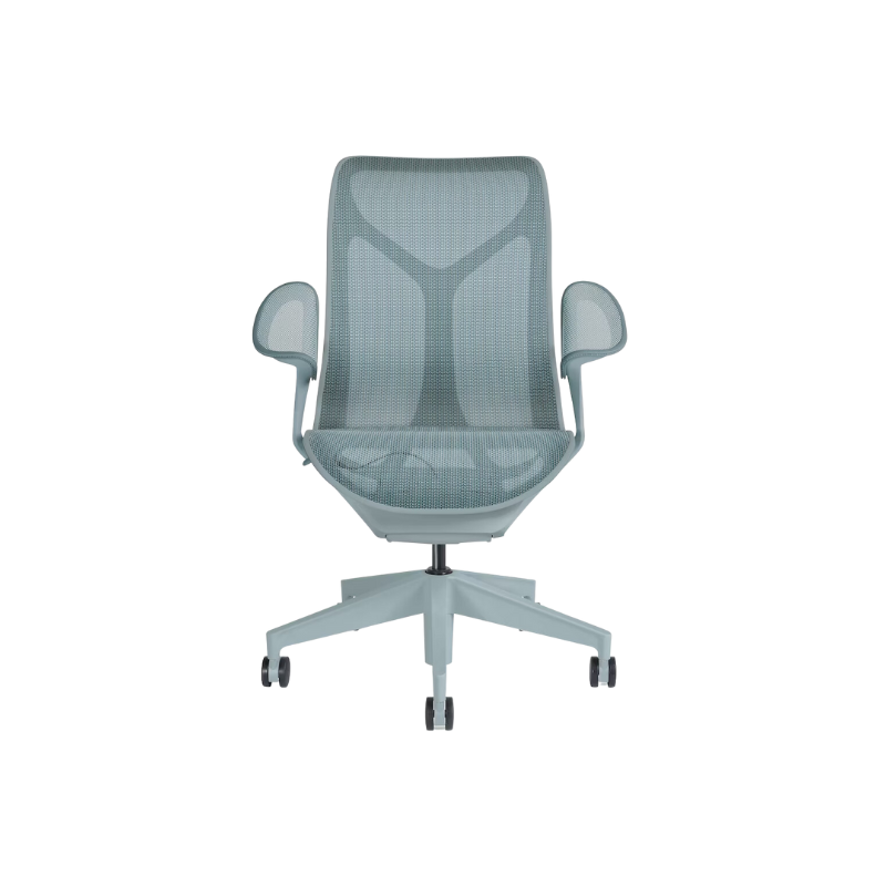 The Cosm office chair. The revolutionary seat combines auto-harmonic tilt, intercept suspension, and a flexible frame to provide support and comfort the moment you sit, like it was made for you. This adjustable office chair comes in three sizes and arm styles, so you can find your perfect fit.