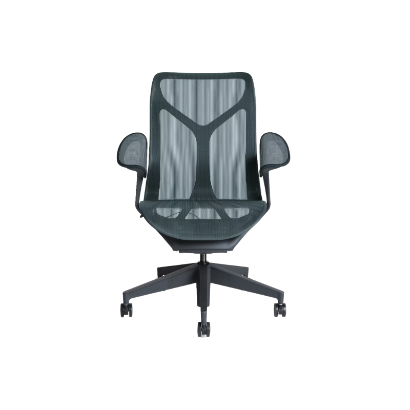 The Cosm office chair. The revolutionary seat combines auto-harmonic tilt, intercept suspension, and a flexible frame to provide support and comfort the moment you sit, like it was made for you. This adjustable office chair comes in three sizes and arm styles, so you can find your perfect fit.