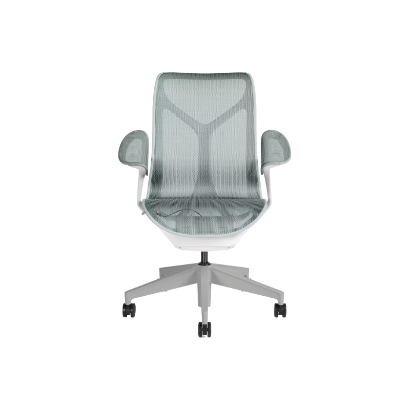 The Cosm office chair. The revolutionary seat combines auto-harmonic tilt, intercept suspension, and a flexible frame to provide support and comfort the moment you sit, like it was made for you. This adjustable office chair comes in three sizes and arm styles, so you can find your perfect fit.