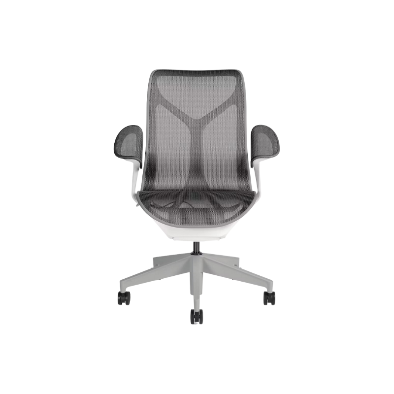 The Cosm office chair. The revolutionary seat combines auto-harmonic tilt, intercept suspension, and a flexible frame to provide support and comfort the moment you sit, like it was made for you. This adjustable office chair comes in three sizes and arm styles, so you can find your perfect fit.