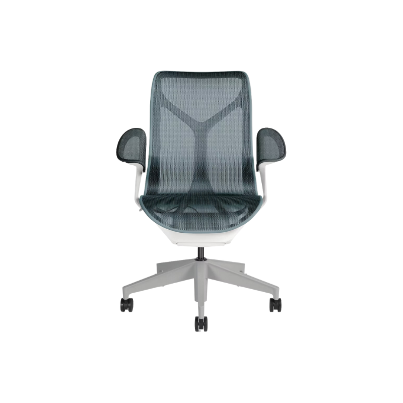 The Cosm office chair. The revolutionary seat combines auto-harmonic tilt, intercept suspension, and a flexible frame to provide support and comfort the moment you sit, like it was made for you. This adjustable office chair comes in three sizes and arm styles, so you can find your perfect fit.