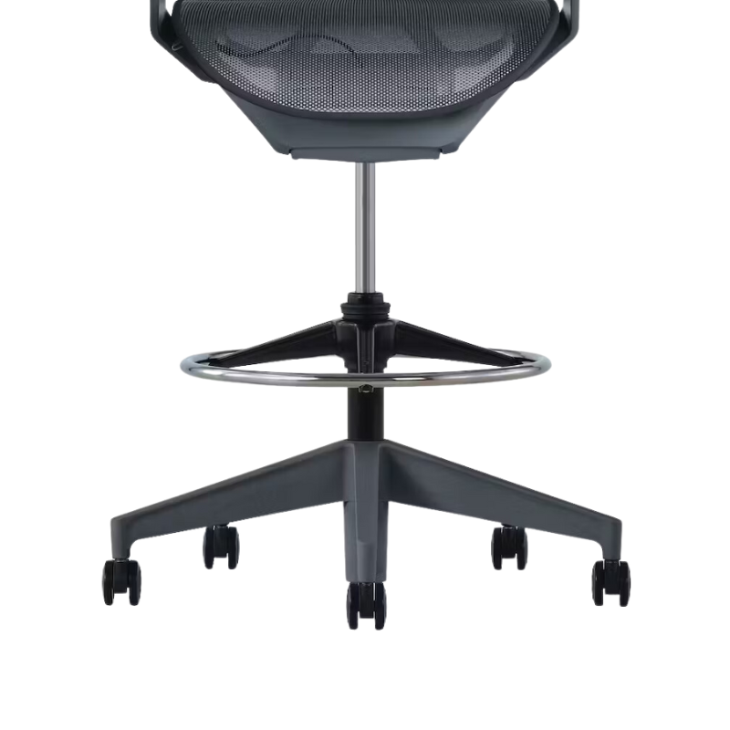 The Cosm Stool from Herman Miller with the low back and adjustable arm in graphite.