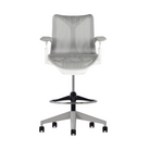 The Cosm Stool from Herman Miller with the low back and adjustable arm in studio white and mineral.