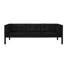 The 80 inch Cube Sofa from Herman Miller with the black stained oak frame and obsidian prone leather.