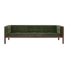 The 80 inch Cube Sofa from Herman Miller with the black stained oak frame and farmland tempo velvet.