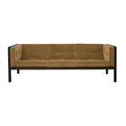 The 80 inch Cube Sofa from Herman Miller with the black stained oak frame and gazelle tempo velvet.