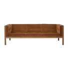 The 80 inch Cube Sofa from Herman Miller with the oak frame and flaxseed tempo velvet.