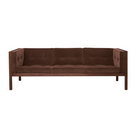 The 80 inch Cube Sofa from Herman Miller with the walnut frame and burgundy tempo velvet.