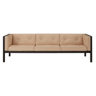 The 92 inch Cube Sofa from Herman Miller with the black stained oak frame and balsa prone leather.