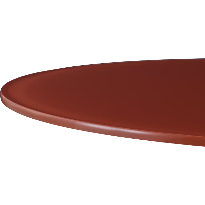 The Eames Dining Table from Herman Miller, designed by Herman Miller x Hay in iron red with a close up on the table top.