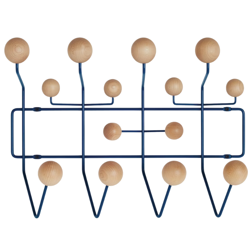The Eames Hang-It-All from Herman Miller in dark blue maple.