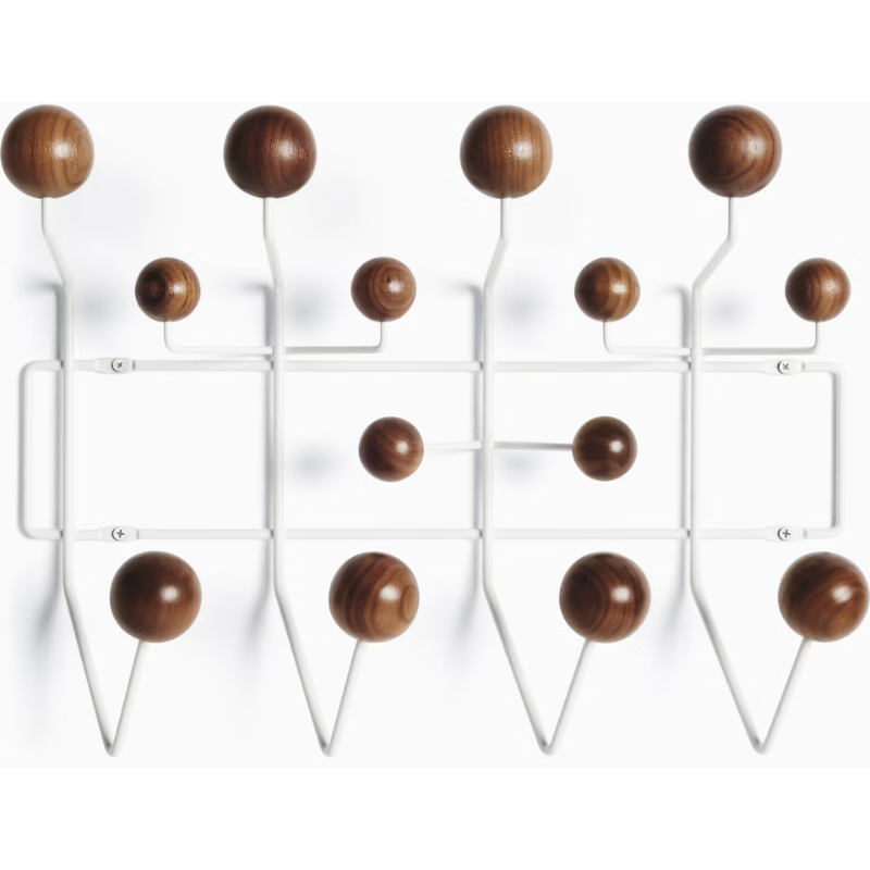 The Eames Hang-It-All from Herman Miller in white and walnut.