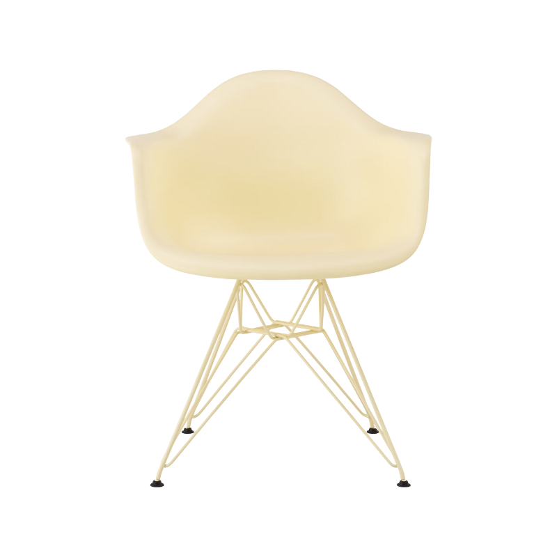 The Eames Molded Plastic Armchair by Herman Miller x HAY in powder yellow.