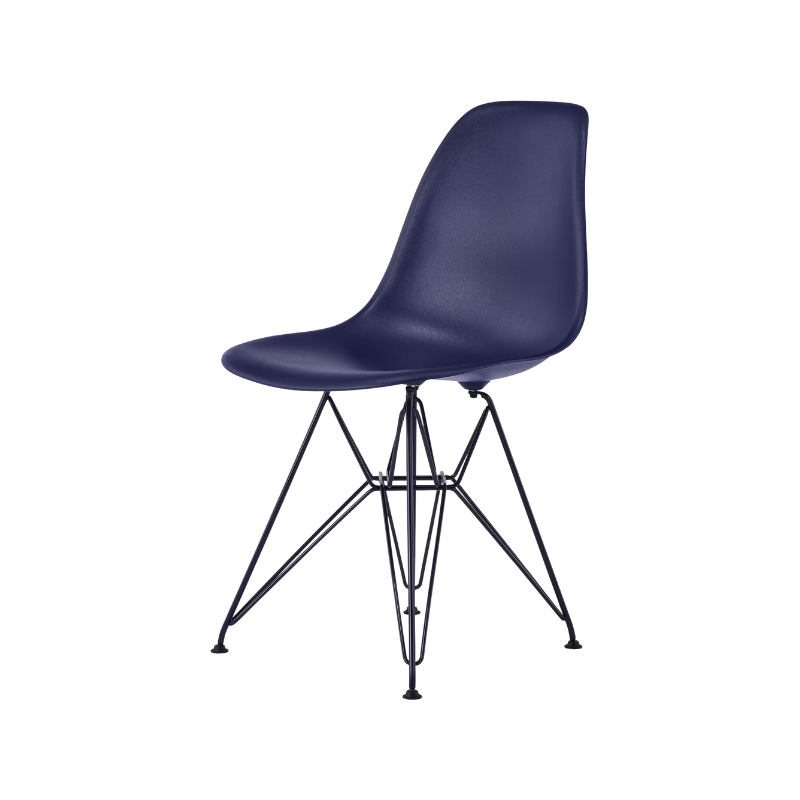 The Eames Molded Plastic Side Chair from Herman Miller designed by Herman Miller x HAY in black blue.