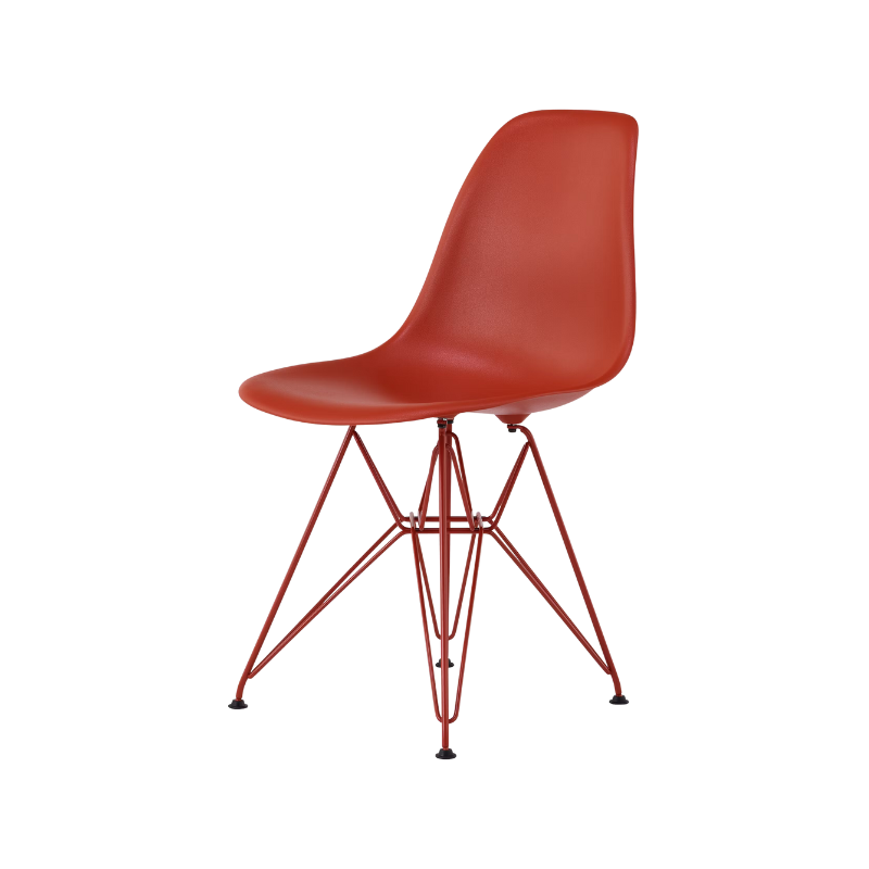The Eames Molded Plastic Side Chair from Herman Miller designed by Herman Miller x HAY in iron red.