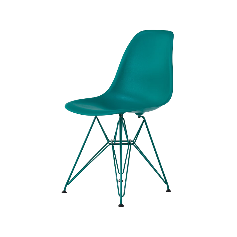 The Eames Molded Plastic Side Chair from Herman Miller designed by Herman Miller x HAY in mint green.
