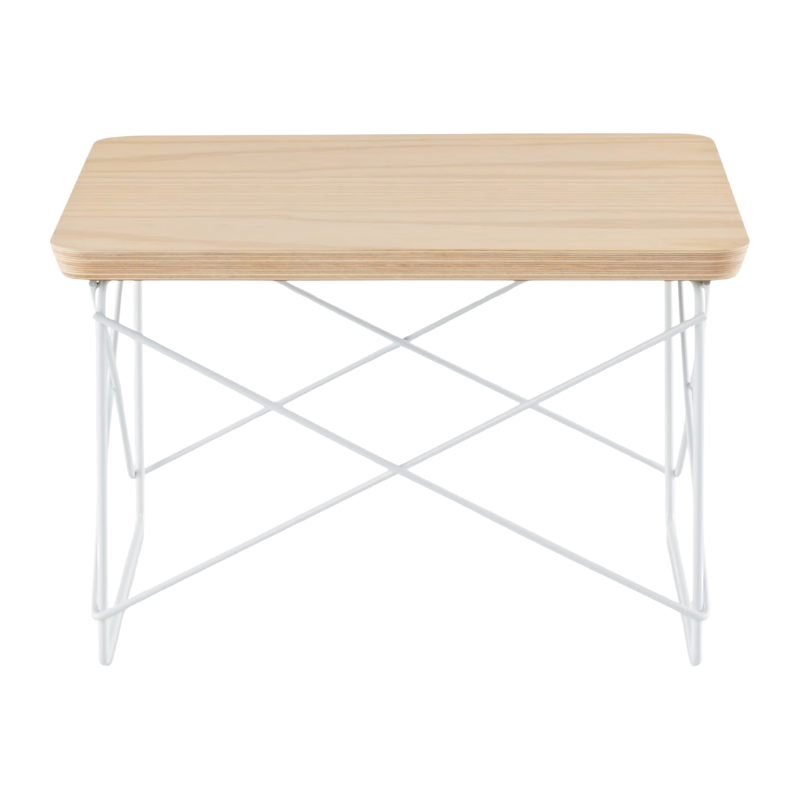 The Eames Wire Base Low Table from Herman Miller with the ash veneer and studio white base.