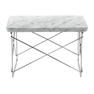 The Eames Wire Base Low Table from Herman Miller with the Carrara white marble top and chrome base.