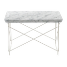 The Eames Wire Base Low Table from Herman Miller with the Carrara white marble top and studio white base.