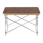The Eames Wire Base Low Table from Herman Miller with the walnut veneer and chrome base.