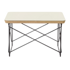 The Eames Wire Base Low Table from Herman Miller with the white laminate top and black  base.