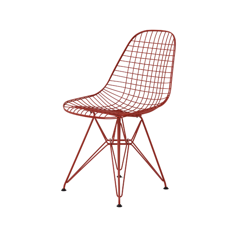 The Eames Wire Chair from Herman Miller, designed by Herman Miller x HAY in iron red.