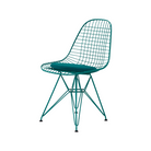 The Eames Wire Chair from Herman Miller, designed by Herman Miller x HAY in mint green with a matching seat pad.