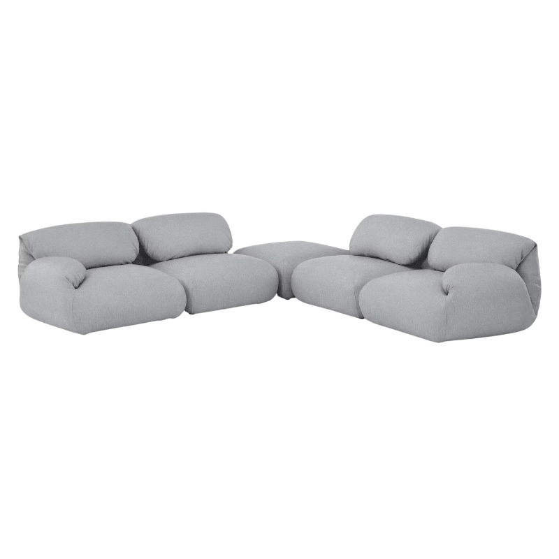 Fold up, down, or reconfigure as you please. The Luva Modular Sectional presents timeless beauty in an inventive form. Created by designer Gabriel Tan, Luva is a case study for probing at the intersections of art, design, and culture. The sectional's elemental form is inspired by the soft-rolled tops of Japanese futons and the padded tactility of a boxing glove.