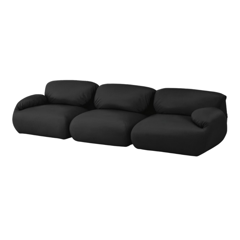 The three seater Luva Modular Sofa from Herman Miller with black raise leather.